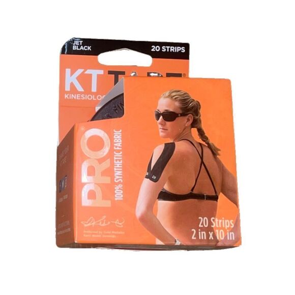 KT Tape Pro Kinesiology Therapeutic Tape Jet Black 20 Strips 2” x 10” Strips - Picture 1 of 7